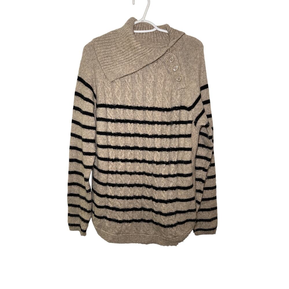 Croft & Barrow striped high split collar neckline‎ sweater womens large preppy